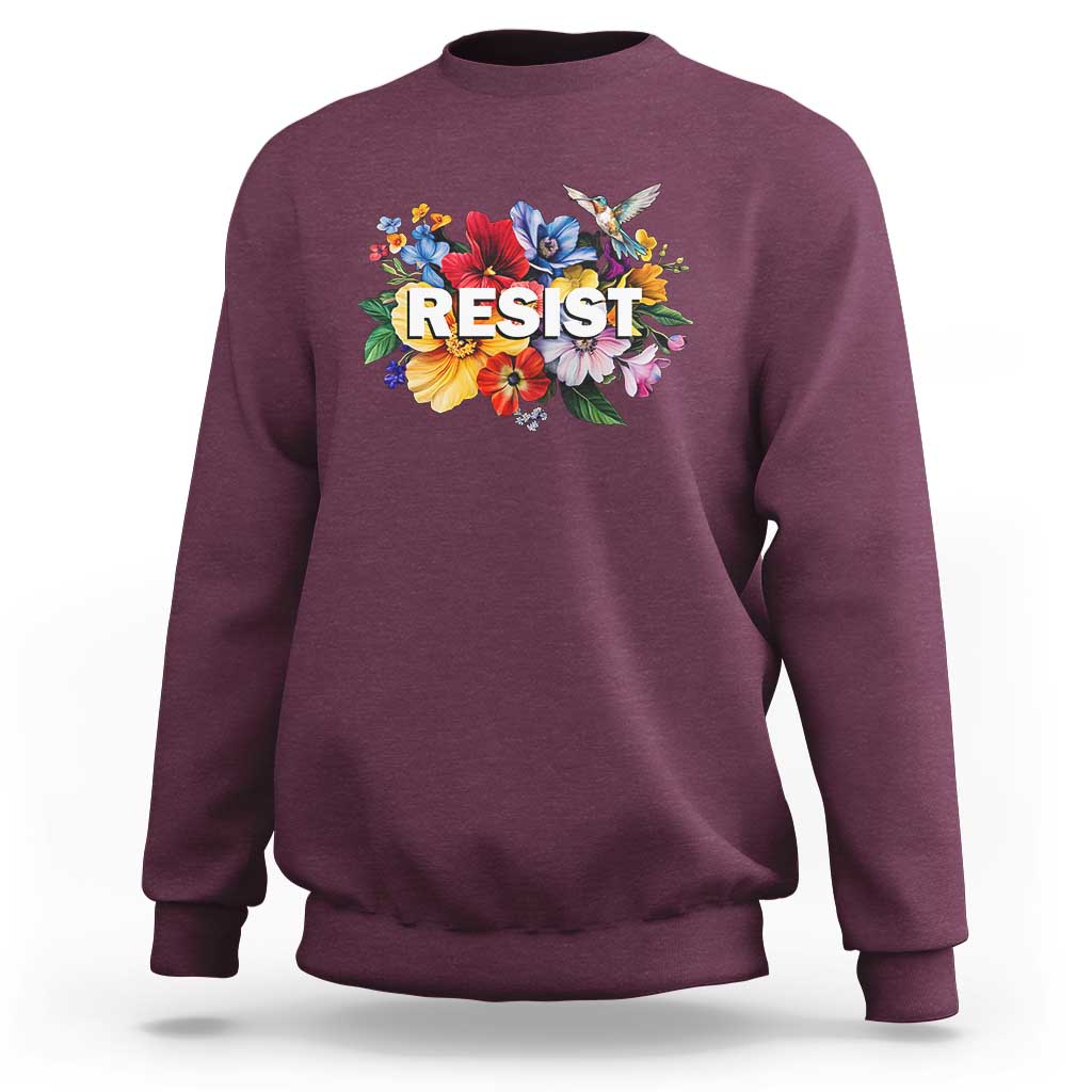 Resist Floral Sweatshirt Retro Botanical Graphic