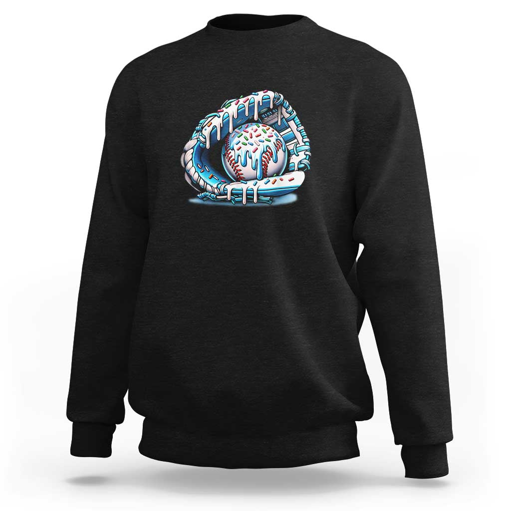 Baseball Drip Sprinkles Ice Cream Sweatshirt Ball and Glove Dripping
