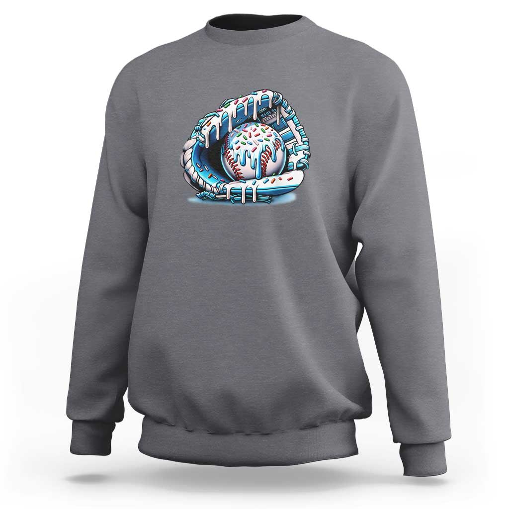 Baseball Drip Sprinkles Ice Cream Sweatshirt Ball and Glove Dripping