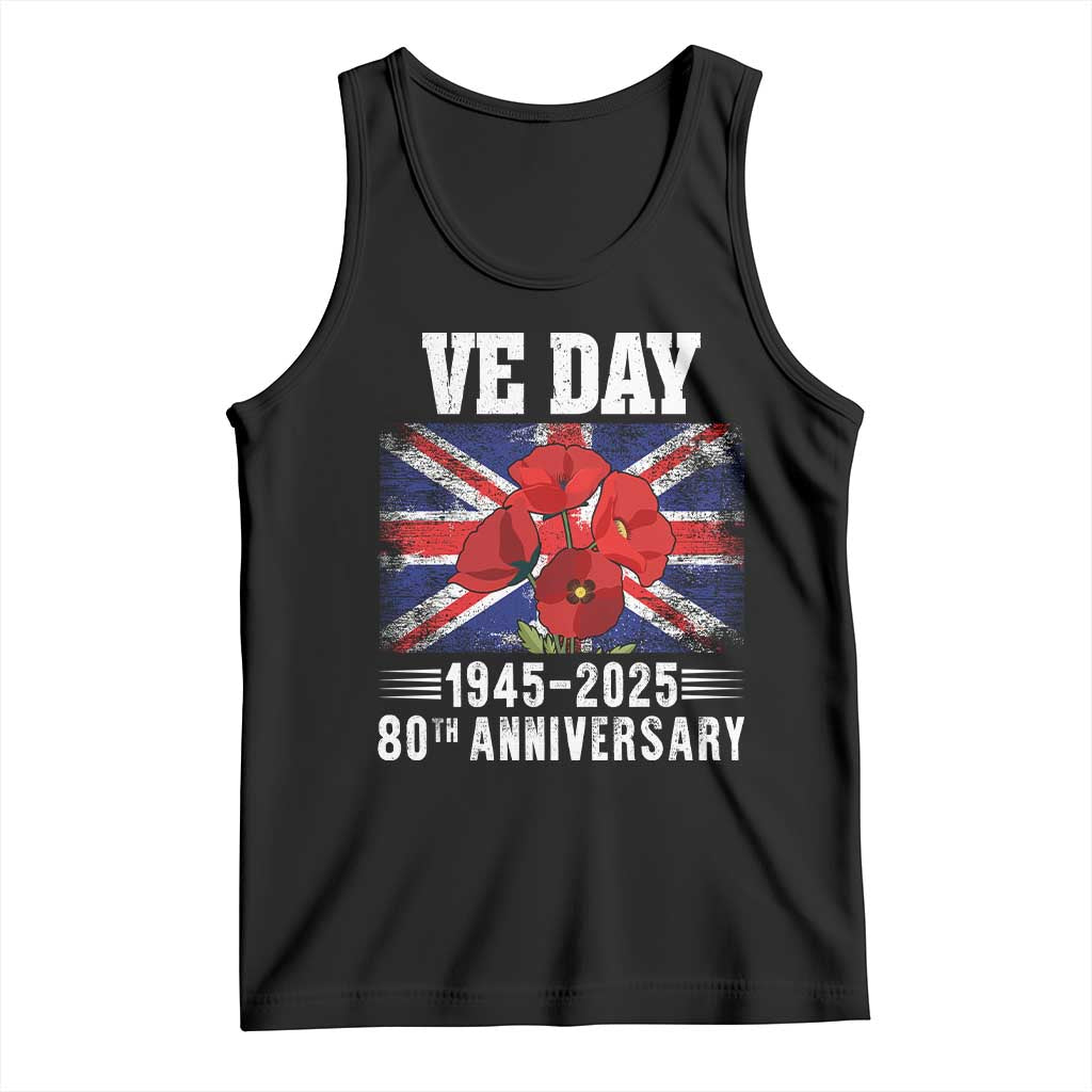 VE Day 80th Anniversary Tank Top 2025 Celebration Union Flag Poppies WWII Remembrance