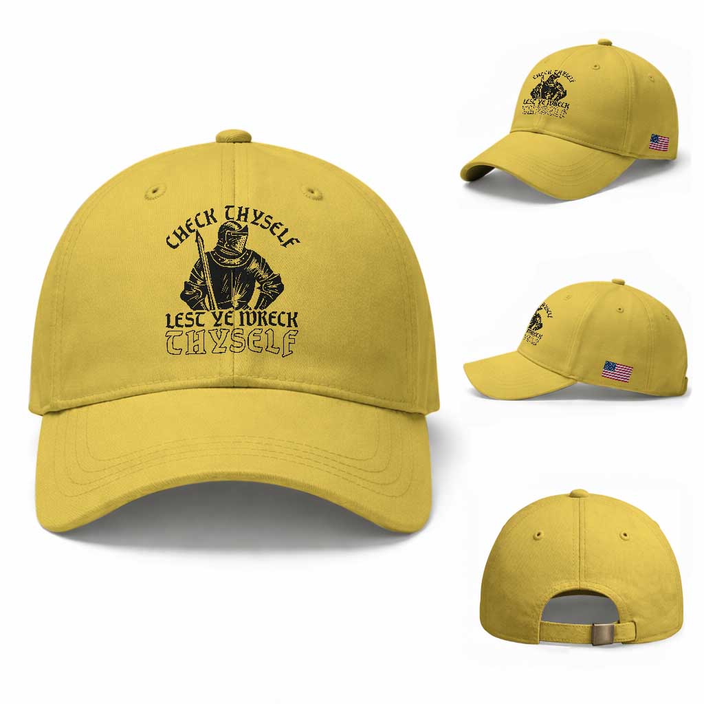Funny Medieval Hip Hop Old English Parody Baseball Cap Check Thyself Lest Ye Wreck Thyself