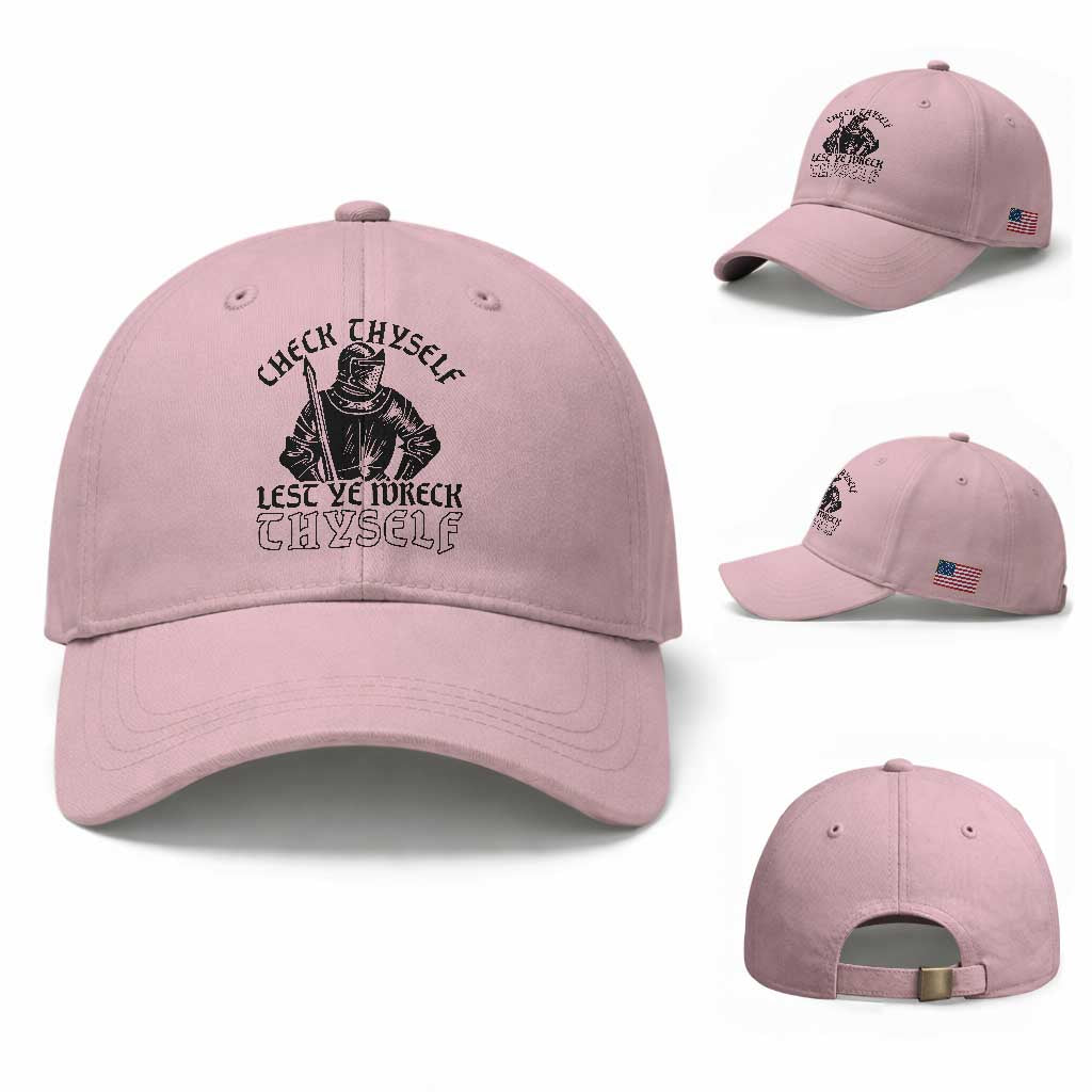 Funny Medieval Hip Hop Old English Parody Baseball Cap Check Thyself Lest Ye Wreck Thyself