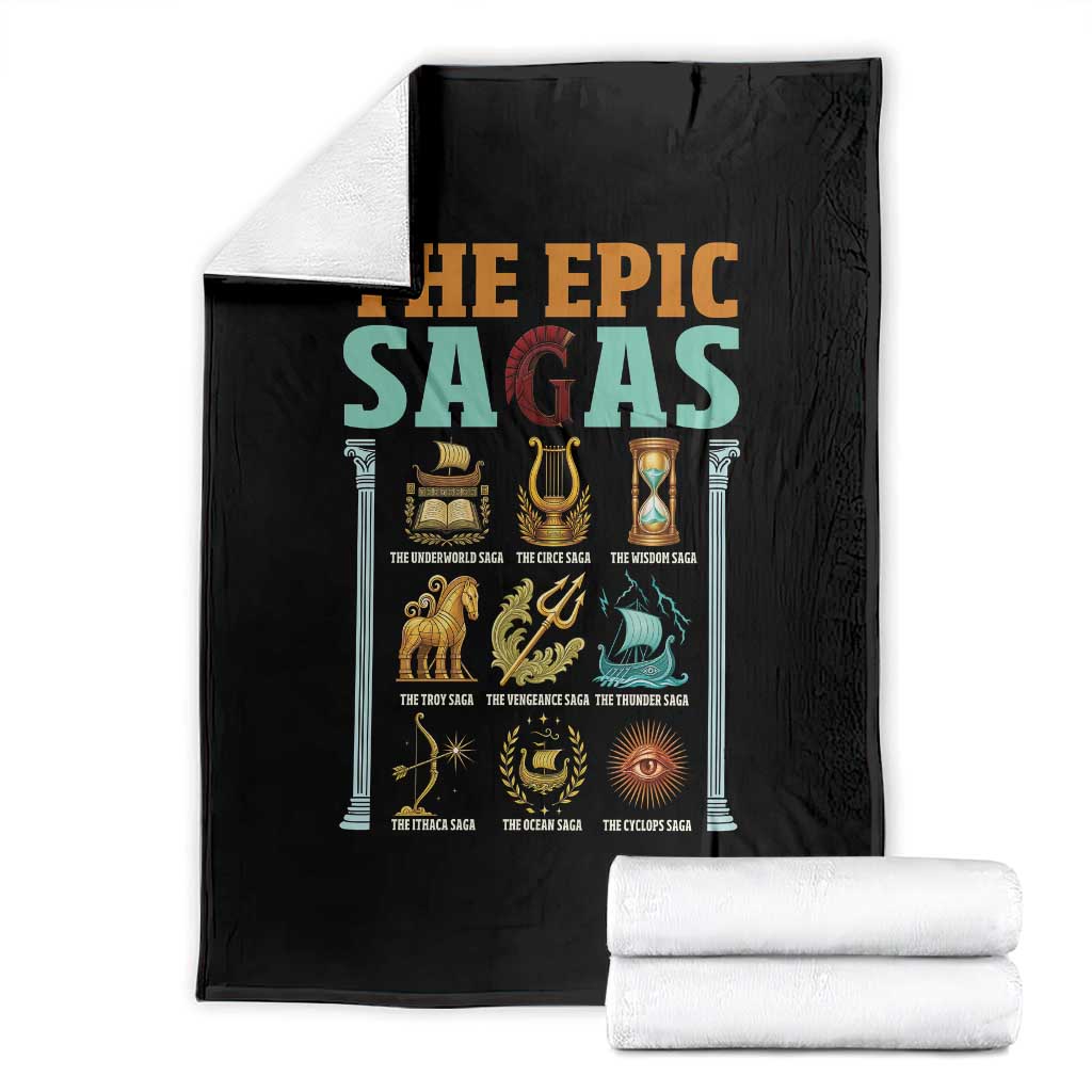 The Epic Sagas Ancient Greek Mythology Graphic Throw Blanket Odysseus Journey Odyssey History Lover Gift