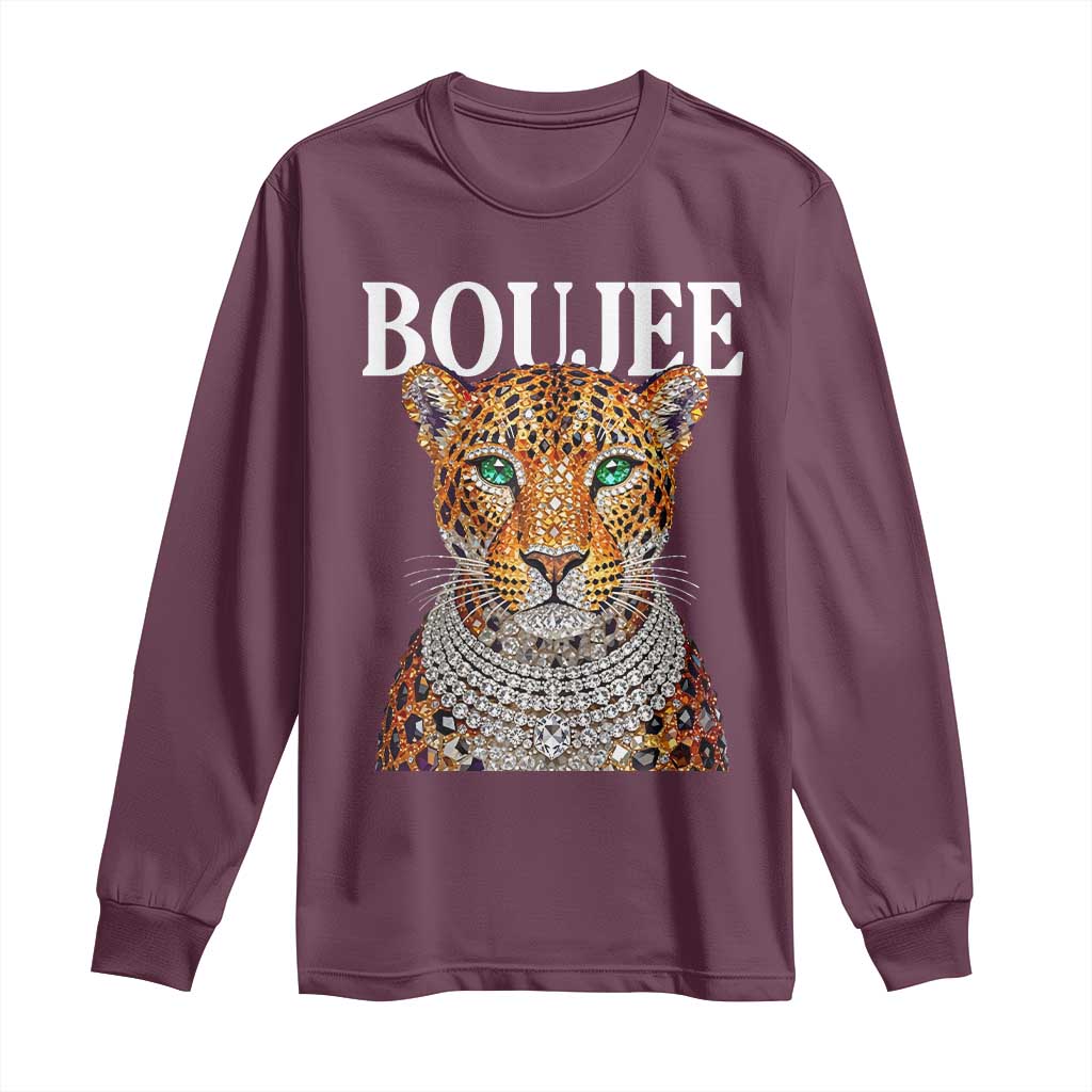 Boujee Gemstone Leopard Glamorous Wild Cat Graphic Long Sleeve Shirt