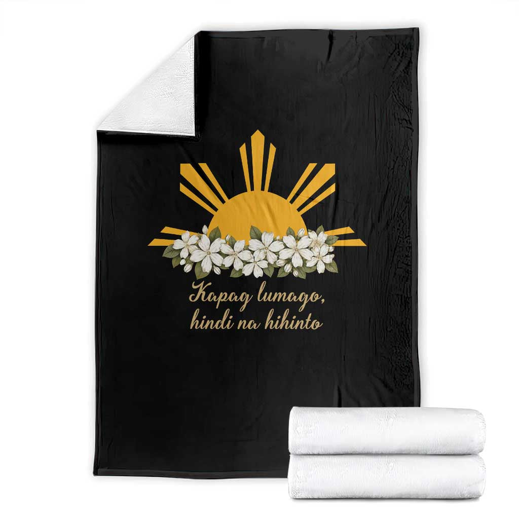 Philippine Sun Sampaguita Jasmine Floral Vintage Aesthetic Throw Blanket Kapag Lumago Hindi Na Hihinto Tagalog Motivational