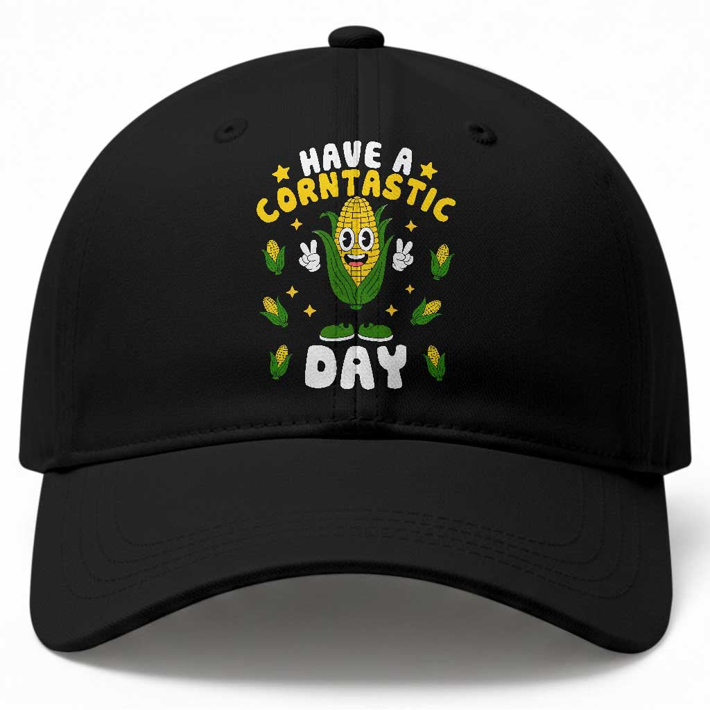 Have A Corntastic Day Retro Funny Corn Pun Baseball Cap Vintage Mascot Positive Vibes
