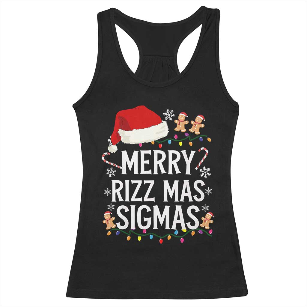 Funny Santa Rizz Christmas Racerback Tank Top Merry Rizzmas Sigmas