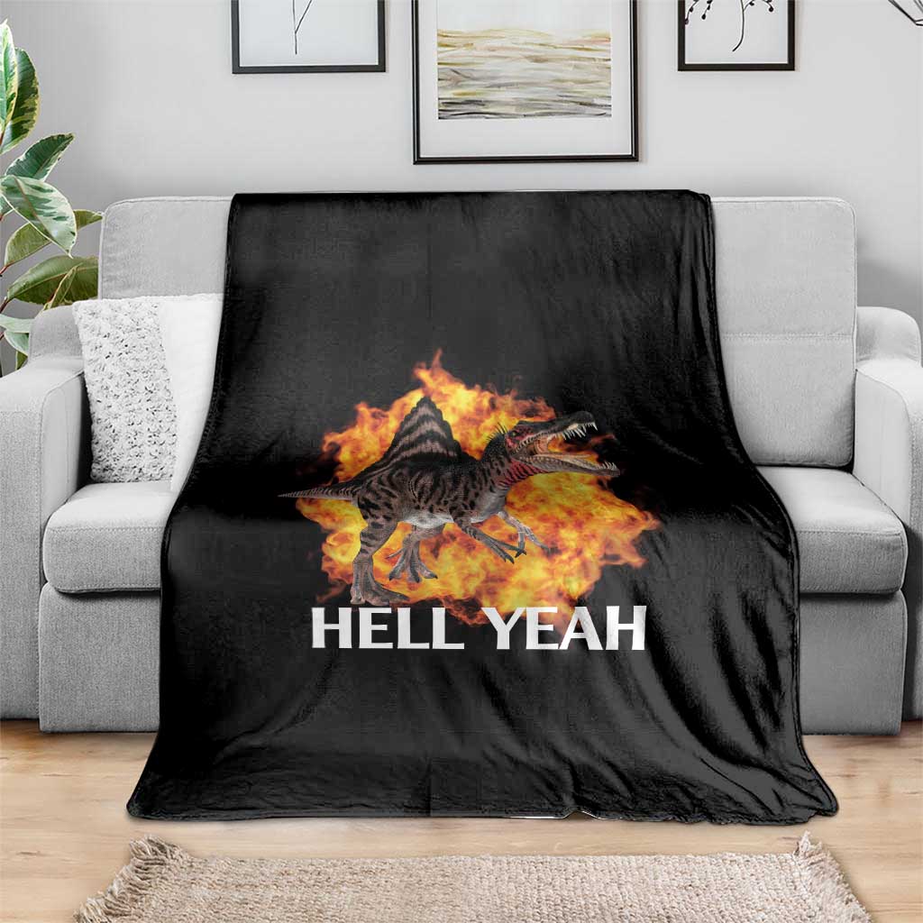 Spinosaurus Racha Explosion Hell Yeah Throw Blanket Dinosaur Shrieks Meme Funny Prehistoric Fire Blast - Wonder Print Shop