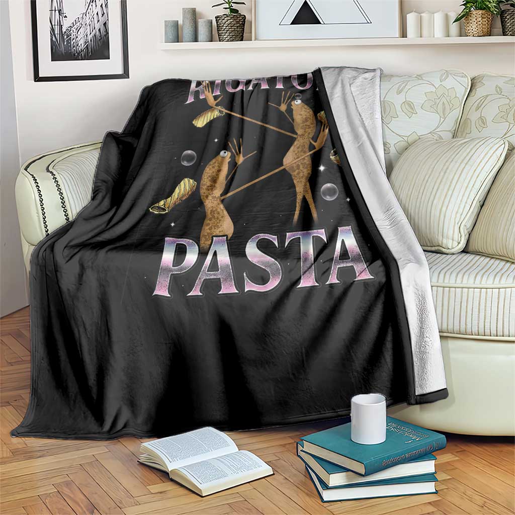 Rigatoni Pasta Lover Marcus The Worm Throw Blanket Retro 90s Bootleg Weird Meme Internet Humor - Wonder Print Shop