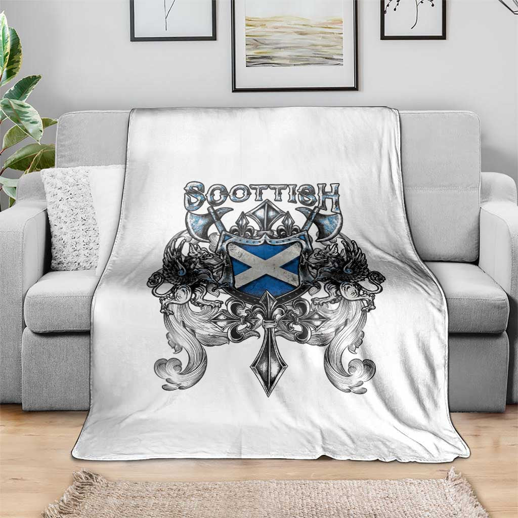 Scottish Heritage Crest Gothic Throw Blanket Medieval Flag and Sword Celtic Pride - Wonder Print Shop
