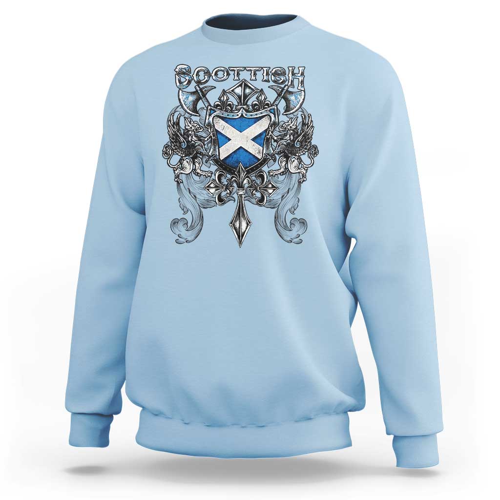 Scottish Heritage Crest Gothic Sweatshirt Medieval Flag and Sword Celtic Pride - Wonder Print Shop