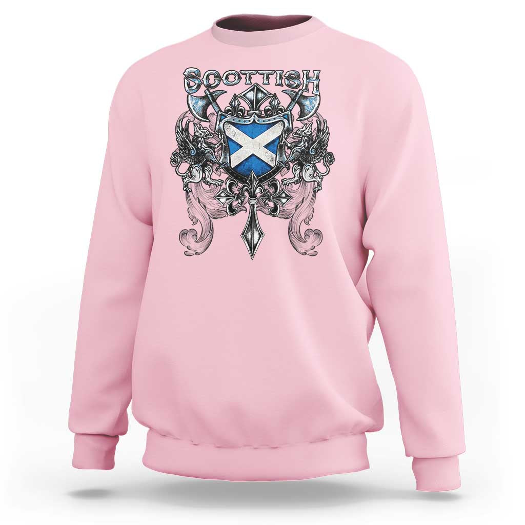 Scottish Heritage Crest Gothic Sweatshirt Medieval Flag and Sword Celtic Pride - Wonder Print Shop