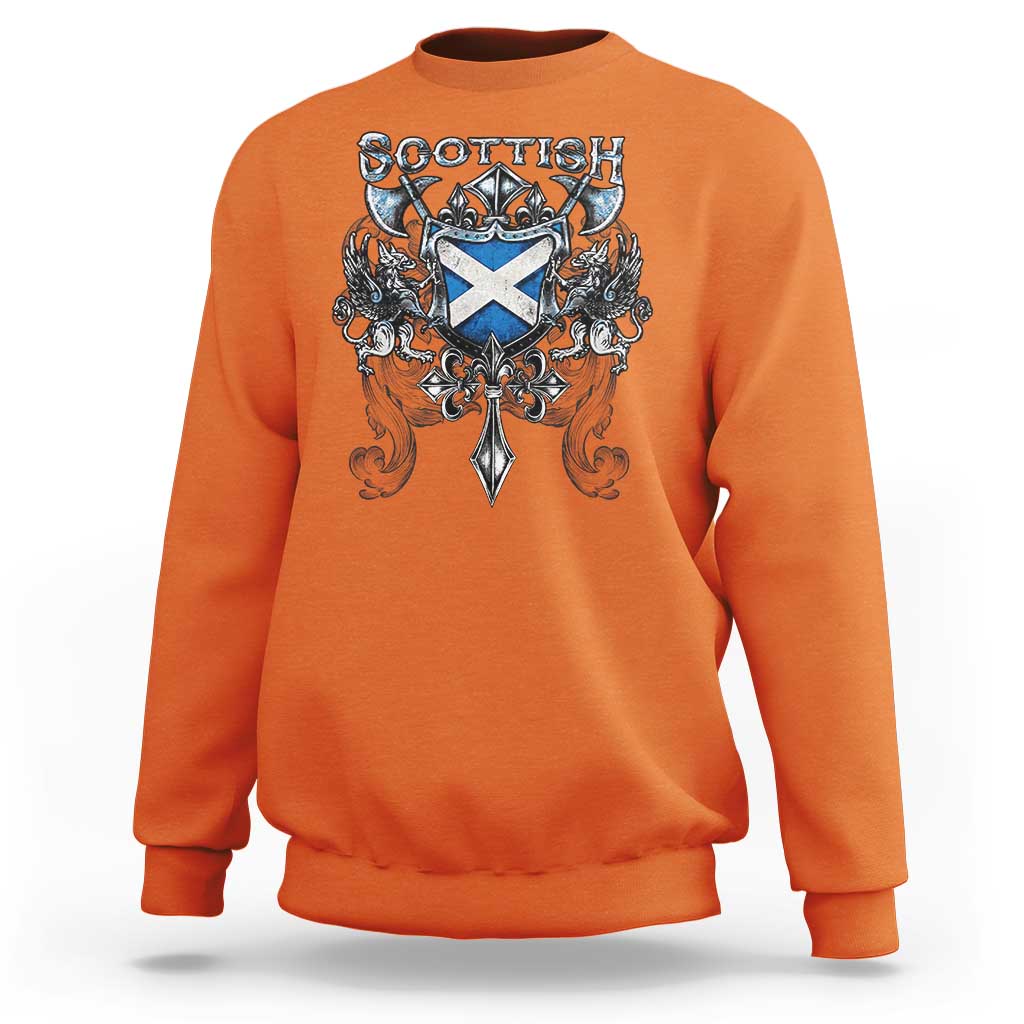 Scottish Heritage Crest Gothic Sweatshirt Medieval Flag and Sword Celtic Pride - Wonder Print Shop