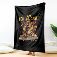 I Am Yelling Carl Graphic Throw Blanket Funny Angry Cat Typing Keyboard Comic Retro