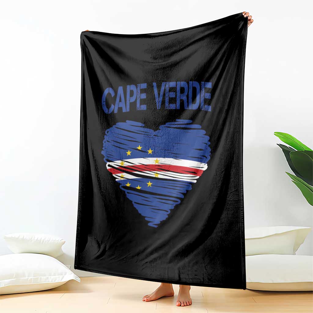 Cape Verde Scribble Flag Heart National Pride Throw Blanket Cabo Verde Love