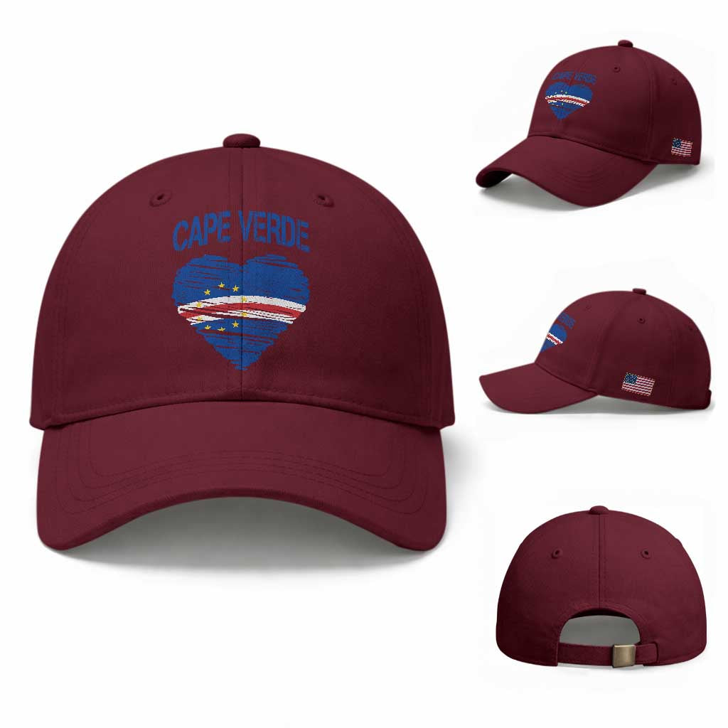Cape Verde Scribble Flag Heart National Pride Baseball Cap Cabo Verde Love