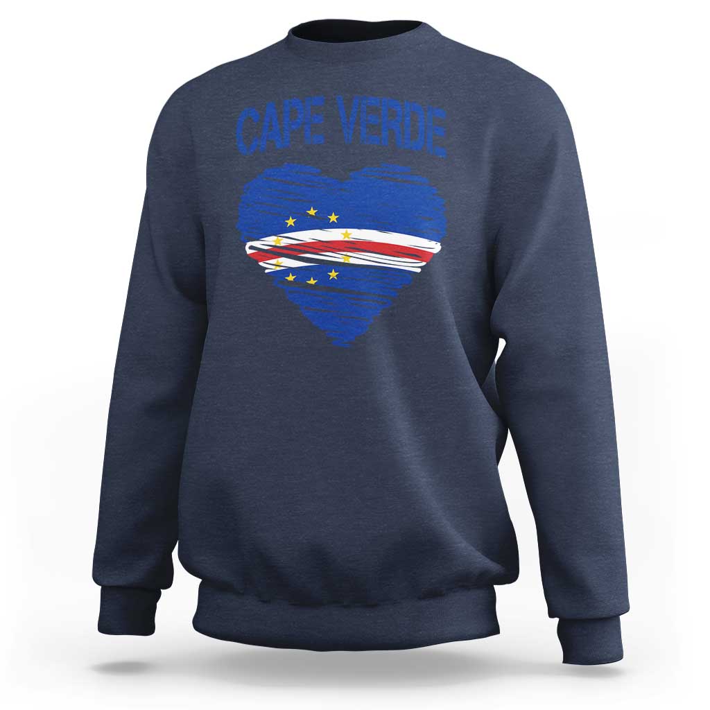 Cape Verde Scribble Flag Heart National Pride Sweatshirt Cabo Verde Love