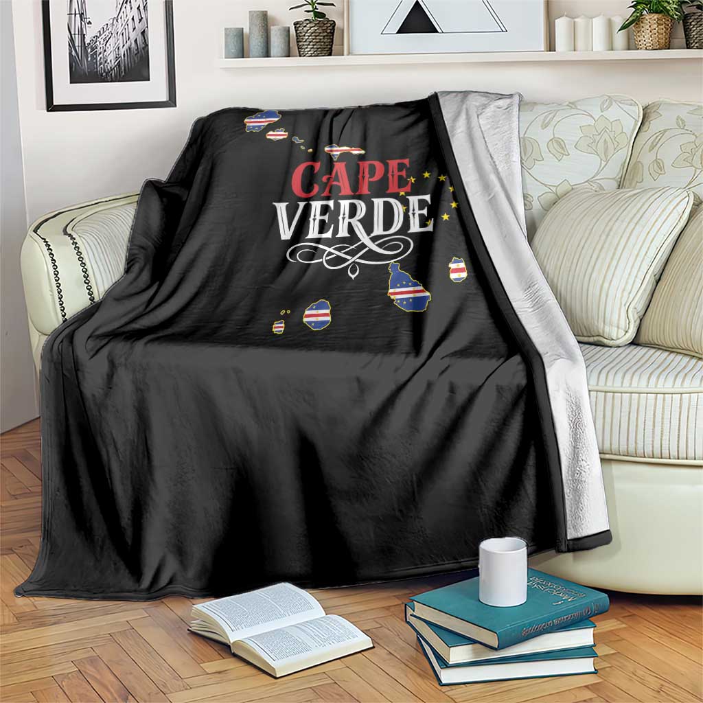 Cabo Verde Islands Flag Map Throw Blanket Cape Verde Vintage Pride