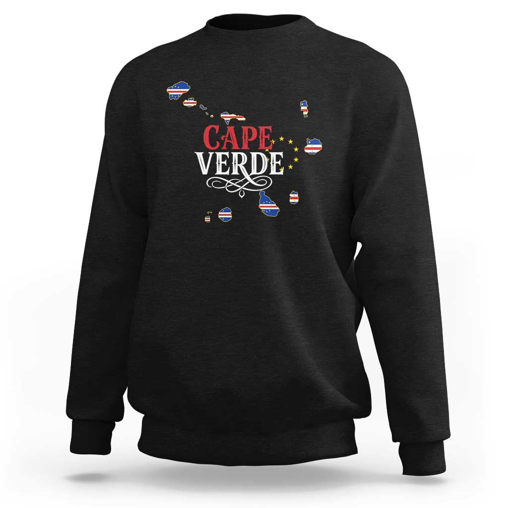 Cabo Verde Islands Flag Map Sweatshirt Cape Verde Vintage Pride