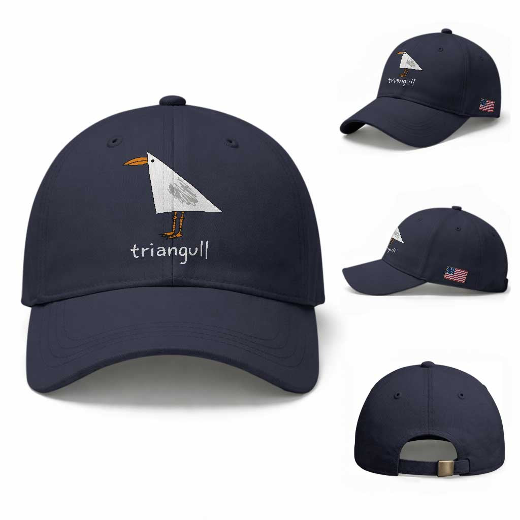 Triangull Funny Triangle Seagull Meme Baseball Cap Geometry Bird Pun Minimalist Coastal Graphic