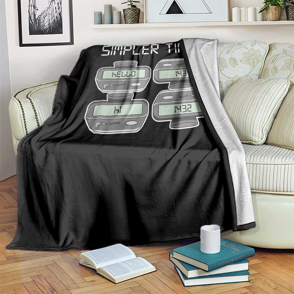 Simpler Times Retro Pager Code Nostalgia 90s Throw Blanket 07734 143 14 1432 Vintage Beeper Graphic