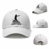 Idaho Shoots Back Minimalist Gunslinger Silhouette State Pride Graphic Baseball Cap