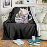Ramen Cat Kawaii Throw Blanket Anime Japanese Neko Cute Graphic - Wonder Print Shop