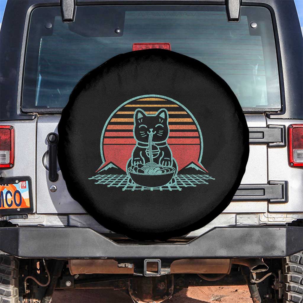 Retro Kawaii Cat Ramen Spare Tire Cover Anime Otaku Japanese Noodles Lover Aesthetic