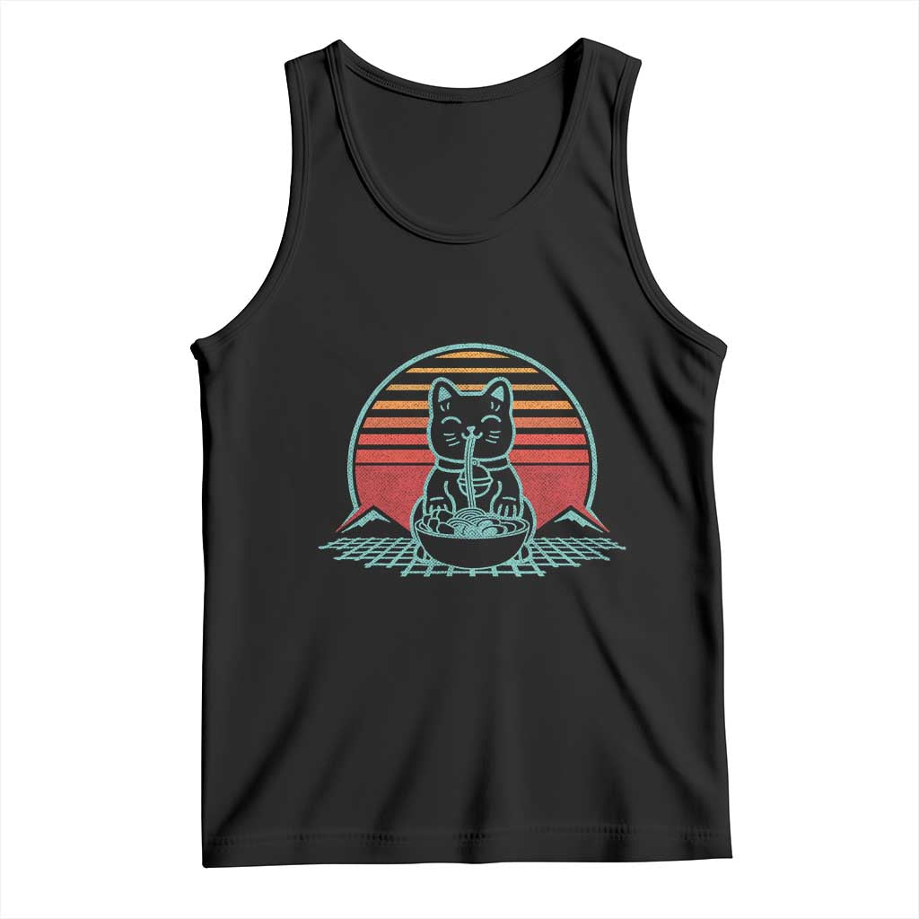 Retro Kawaii Cat Ramen Tank Top Anime Otaku Japanese Noodles Lover Aesthetic