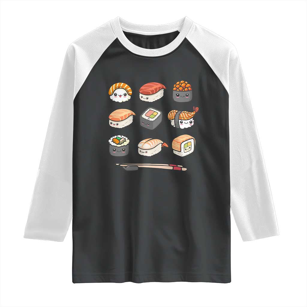 Kawaii Sushi Set Raglan Shirt Japanese Food Lover Anime Otaku Manga