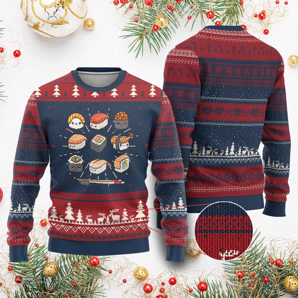 Kawaii Sushi Set Ugly Christmas Sweater Japanese Food Lover Anime Otaku Manga