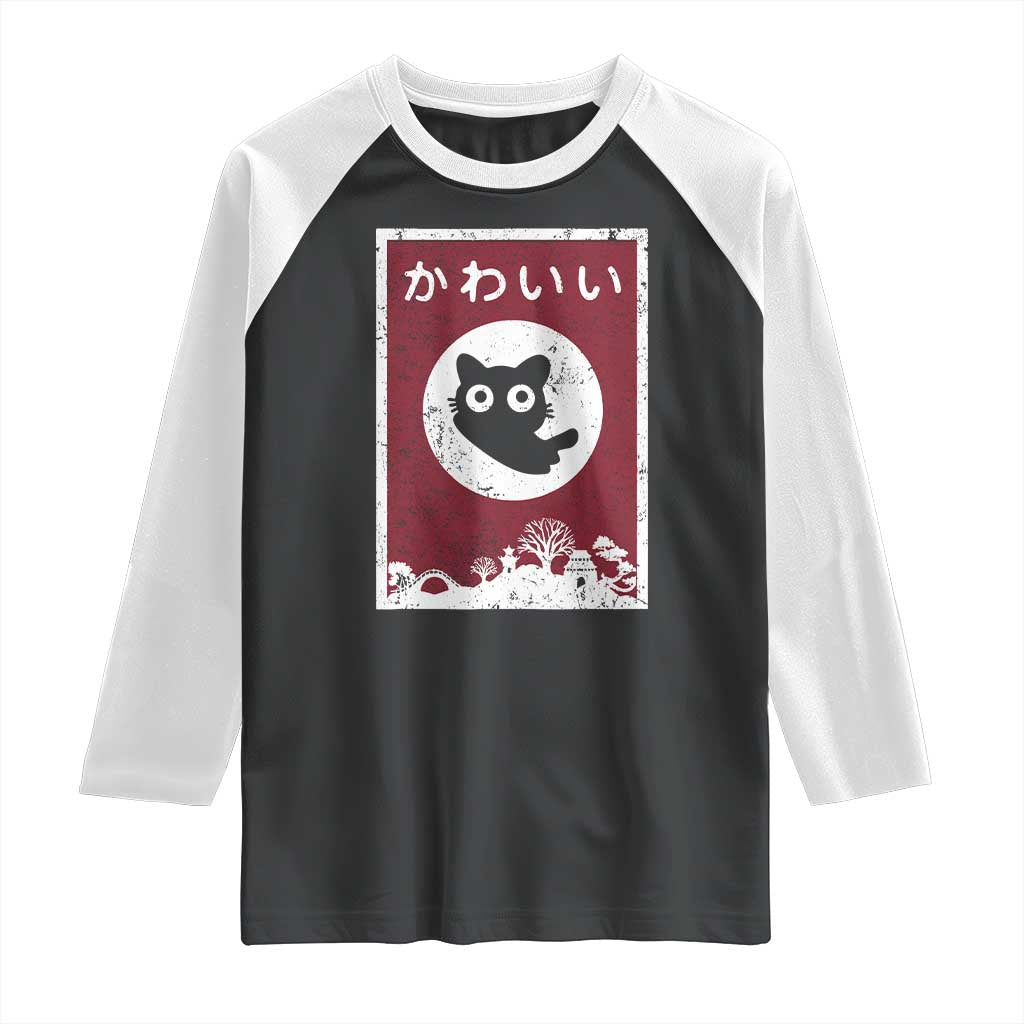 Japanese Kawaii Cat Raglan Shirt Anime Otaku Manga Japan Lover