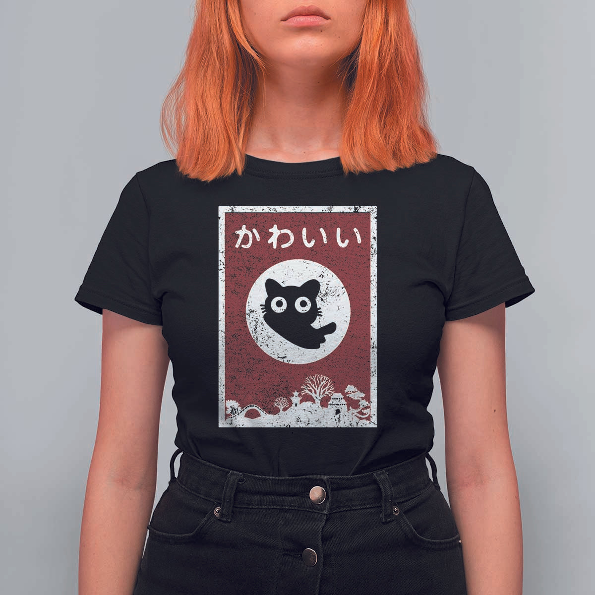 Japanese Kawaii Cat T Shirt For Women Anime Otaku Manga Japan Lover