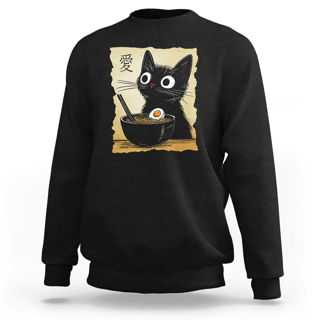 Funny Kawaii Cat Ramen Sweatshirt Japanese Noodles Lover Anime Otaku Manga Retro