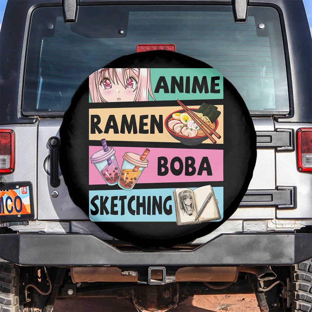 Anime Ramen Boba Sketching Spare Tire Cover Kawaii Otaku Manga Lover Japanese Pop Culture