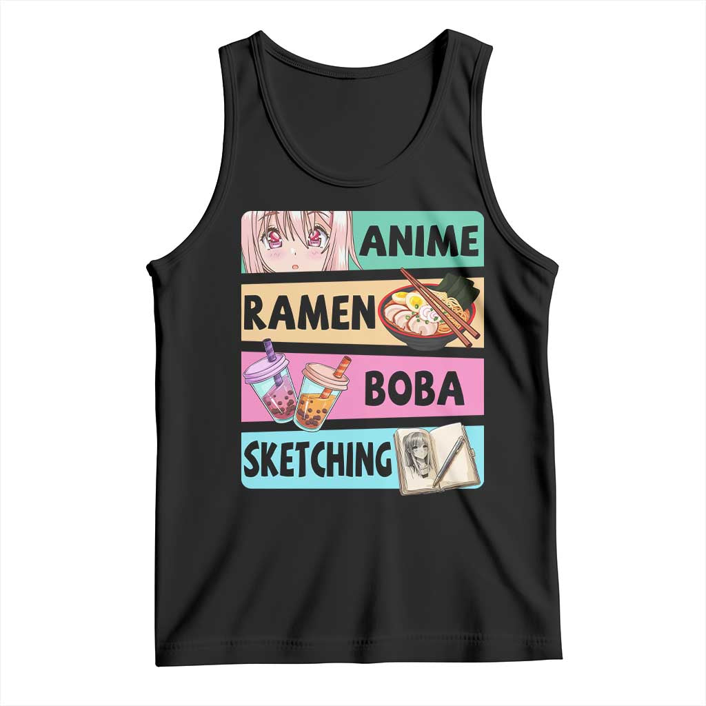 Anime Ramen Boba Sketching Tank Top Kawaii Otaku Manga Lover Japanese Pop Culture