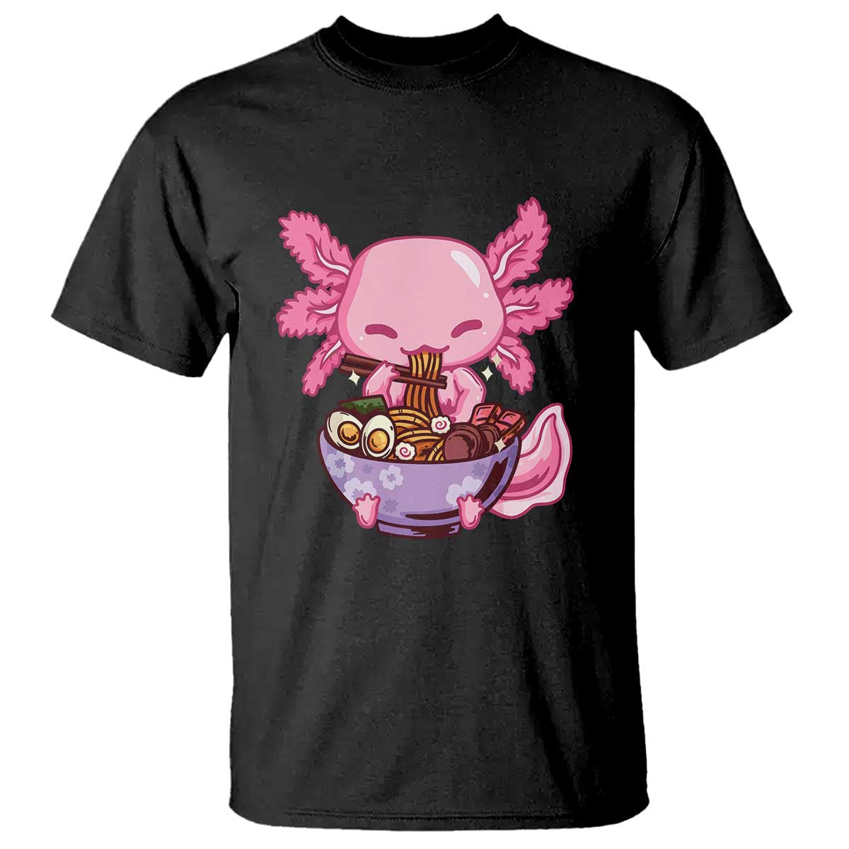 Kawaii Axolotl Eating Ramen T Shirt Japanese Noodles Lover Anime Otaku Manga