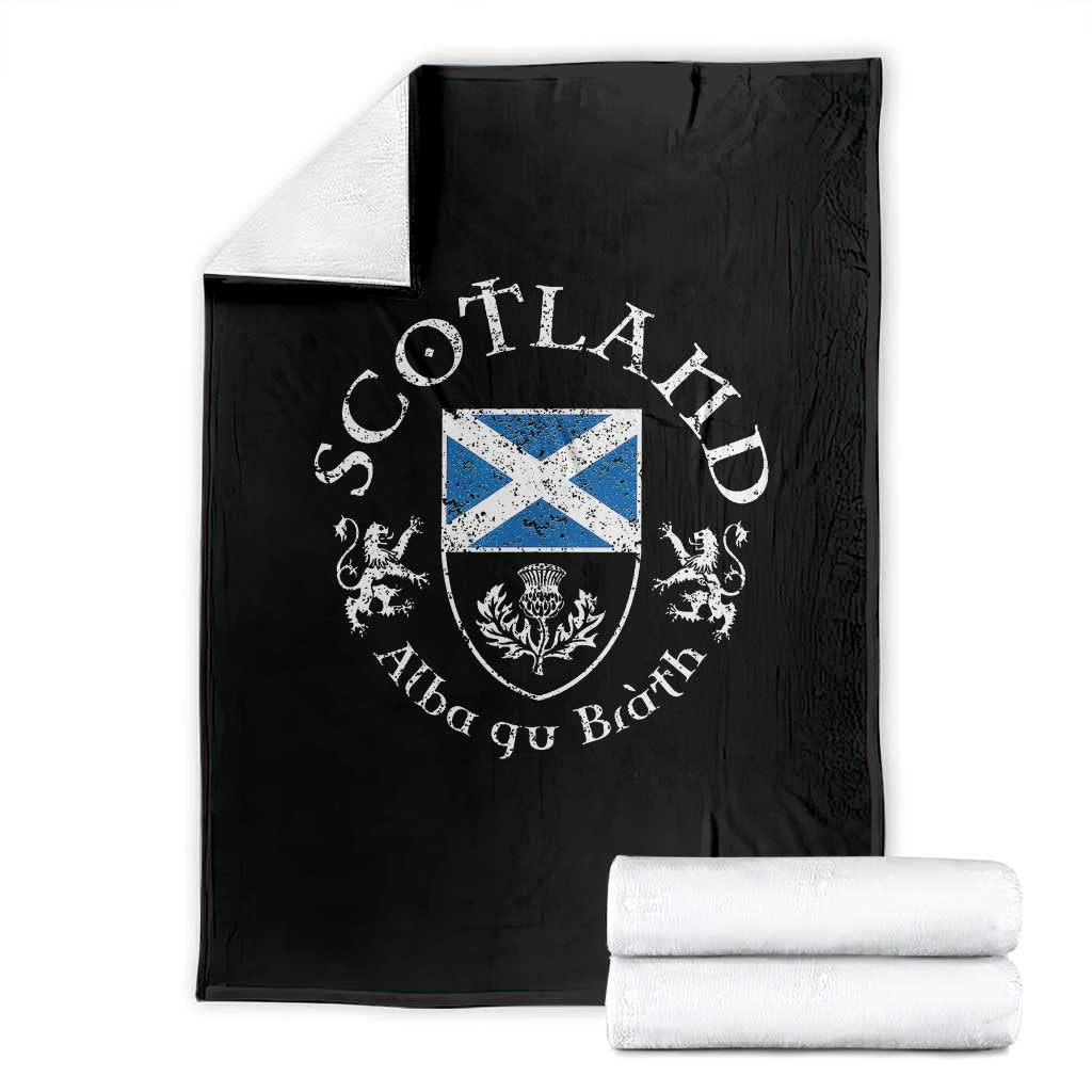 Scotland Alba gu Brath Scottish Thistle Emblem Throw Blanket Distressed Vintage Scottish Heritage Pride