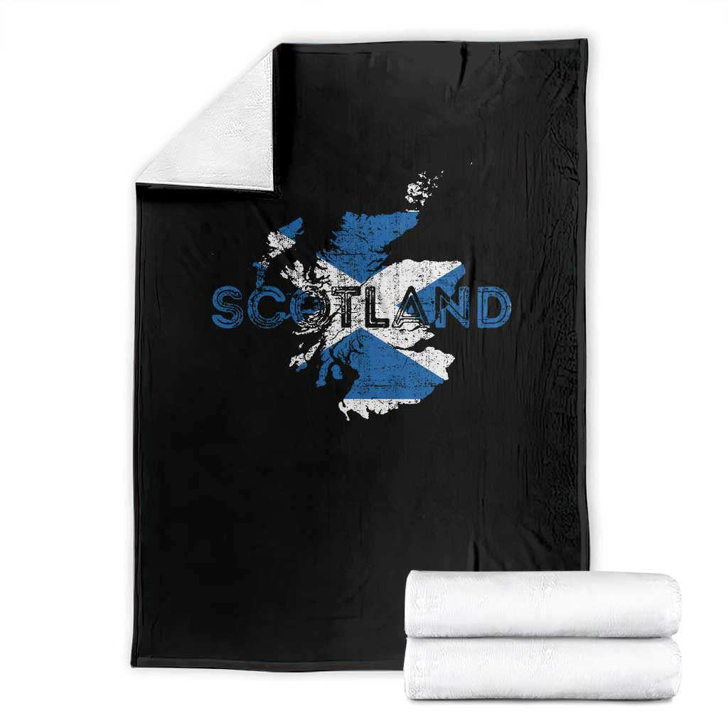 Scotland Map Saltire Flag Scottish Heritage Throw Blanket Vintage Country Pride