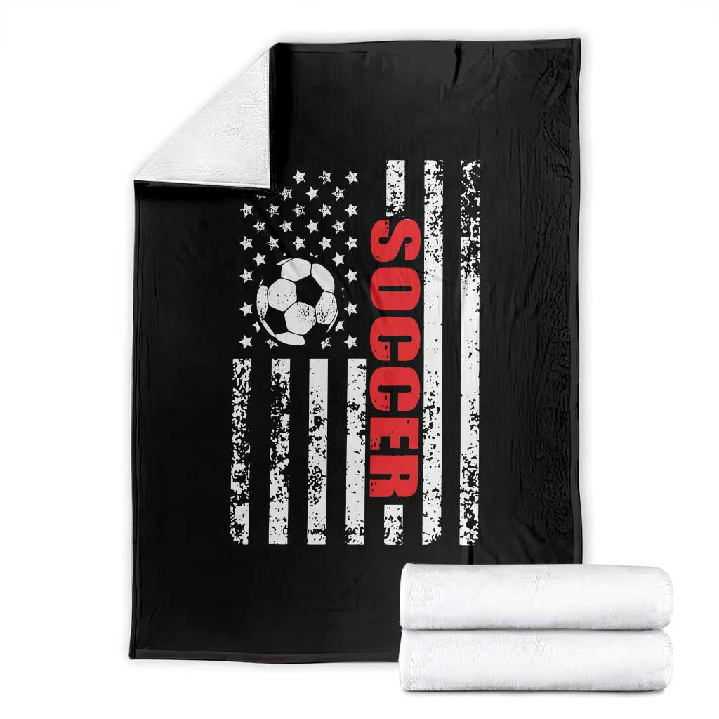 Distressed USA Flag Soccer Player Throw Blanket Patriotic American Football Lover