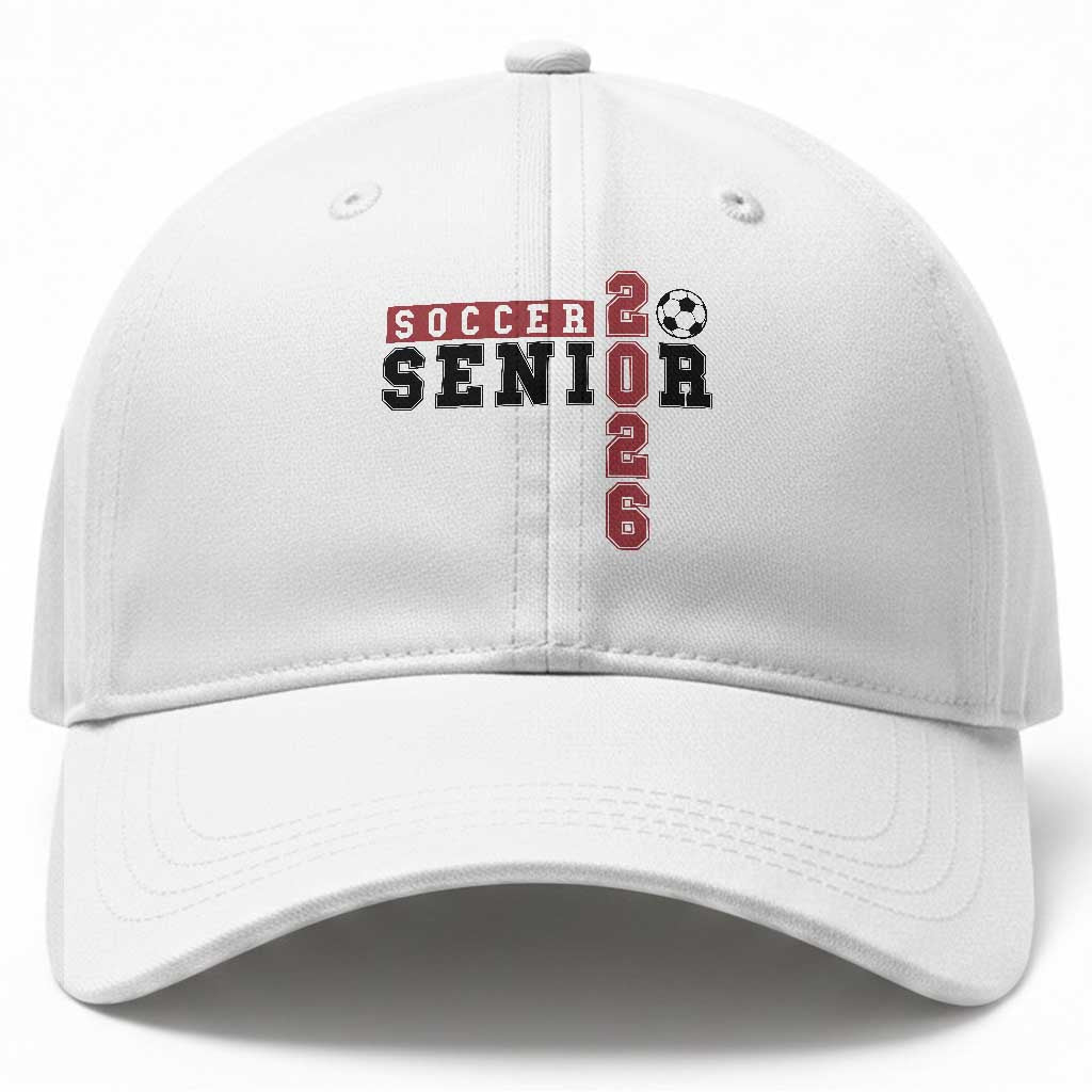 Soccer Senior Class of 2026 Typography Graphic Baseball Cap High School Varsity Athlete Graduation Gift