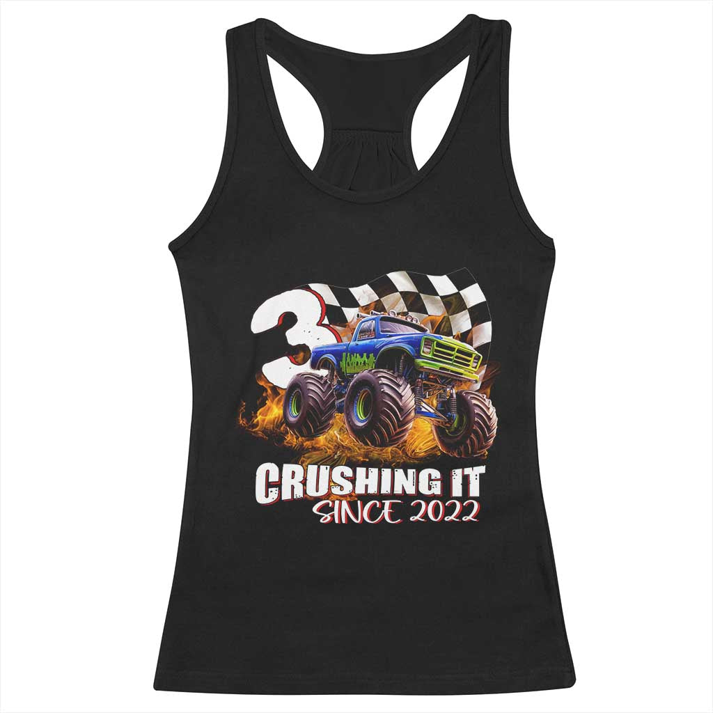 Monster Truck Birthday Racerback Tank Top Happy 3rd Bday Party 3 Years Old Boy