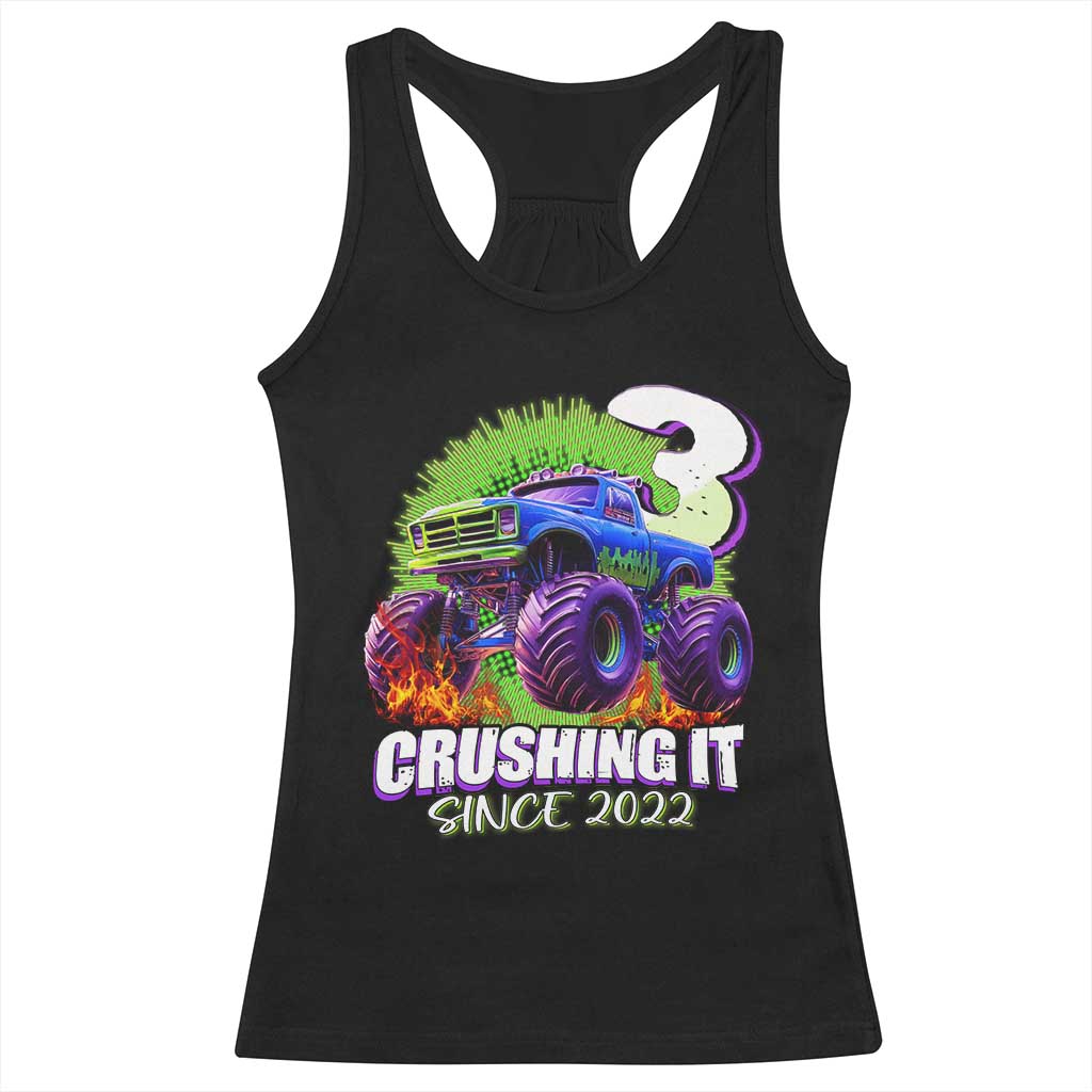 Monster Truck Birthday Racerback Tank Top 3 Years Old Boys Happy 3rd Bday Party