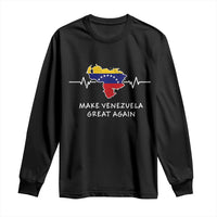Make Venezuela Great Again Long Sleeve Shirt Patriotic Support Heartbeat Distressed Map Graphic - Wonder Print Shop