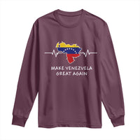 Make Venezuela Great Again Long Sleeve Shirt Patriotic Support Heartbeat Distressed Map Graphic - Wonder Print Shop