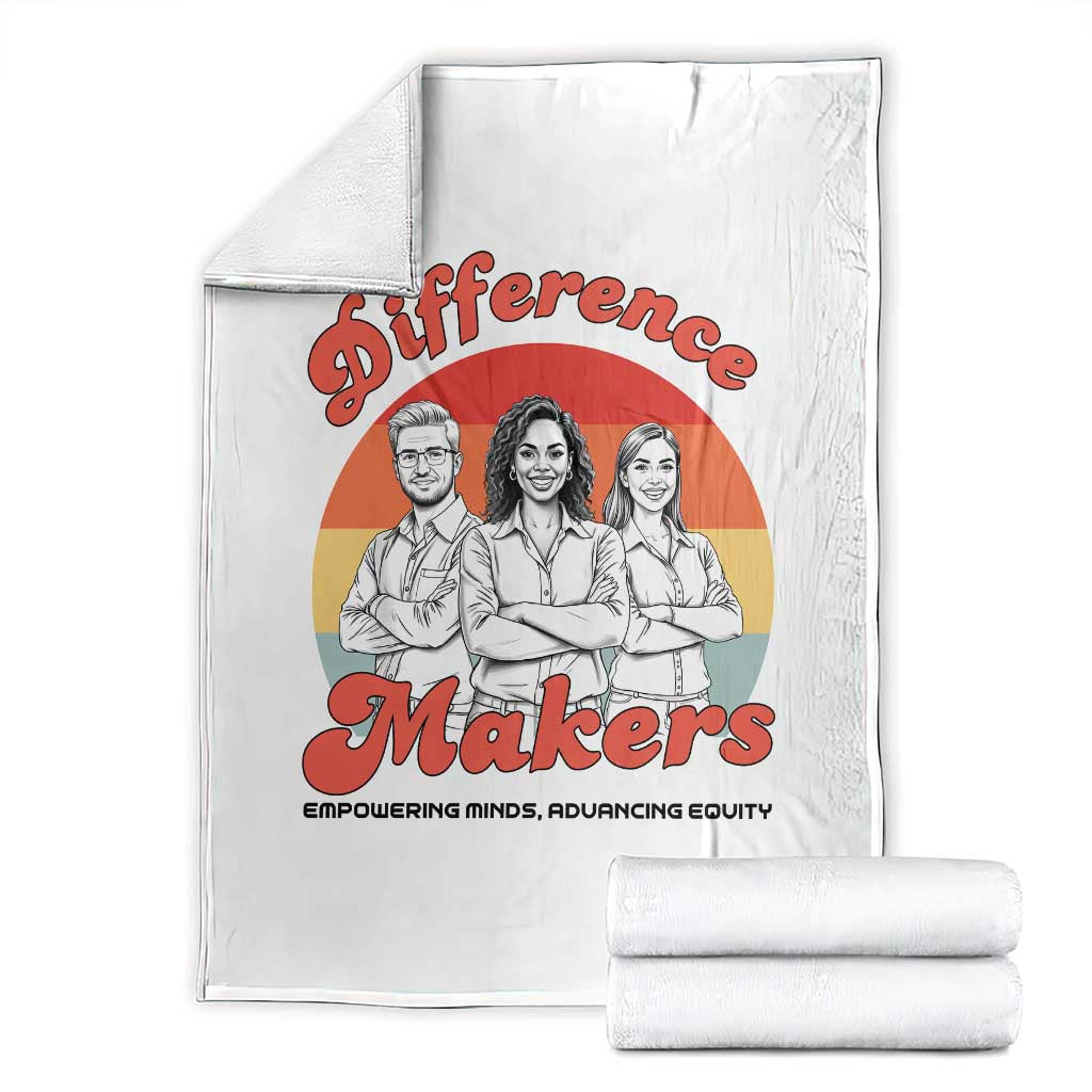 Difference Makers Teacher Appreciation Throw Blanket Empowering Minds & Advancing Equity Retro Educator - Wonder Print Shop