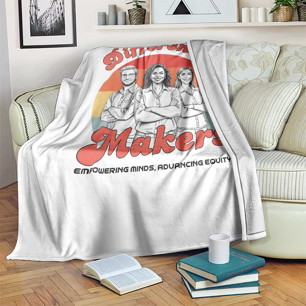Difference Makers Teacher Appreciation Throw Blanket Empowering Minds & Advancing Equity Retro Educator - Wonder Print Shop