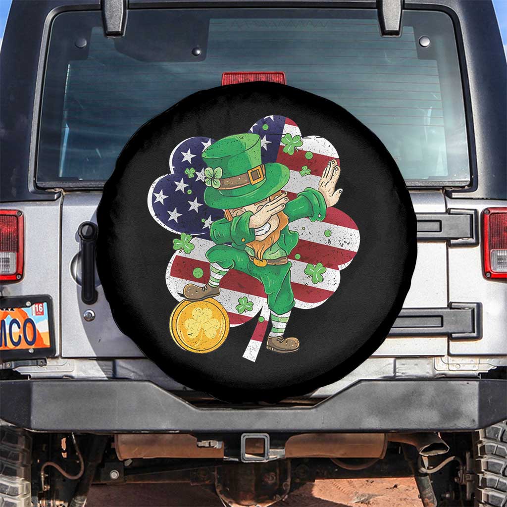 Cute St Patricks Day Spare Tire Cover Dabbing Leperchaun American Flag Shamrock