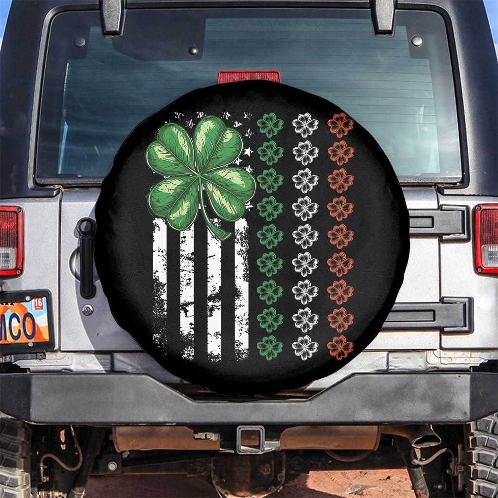 Funny St Patricks Day Spare Tire Cover Shamrock American Flag