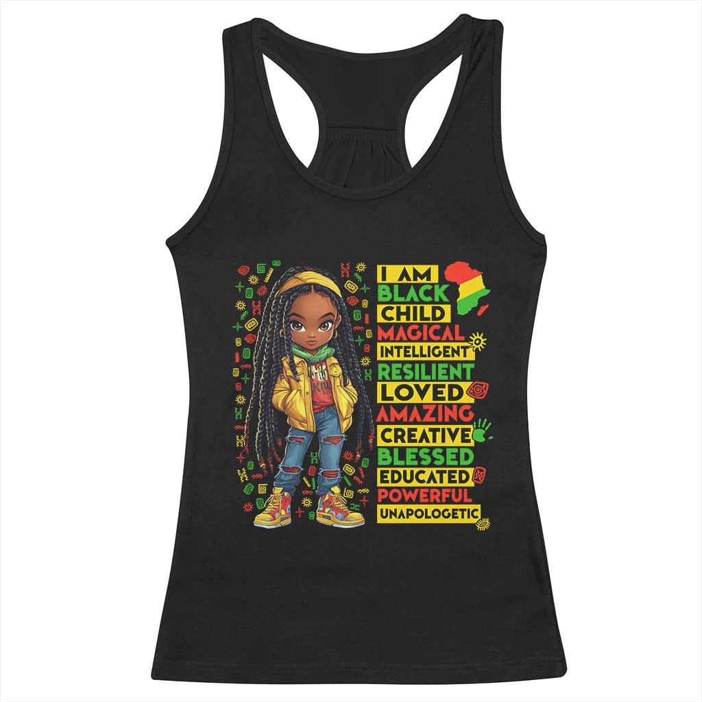 I Am Black Child Racerback Tank Top Locd Girl African American Pride Black History Month